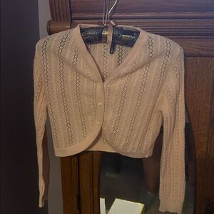 Pink Lace Knit Cardigan